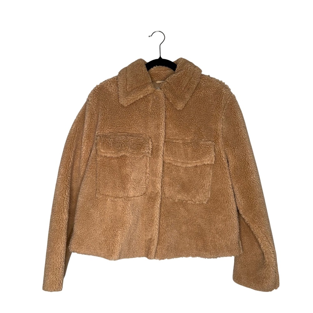 Avec Les Filles Teddy Jacket Women S Tan Excellent Faux Fur Sherpa Shacket 68731